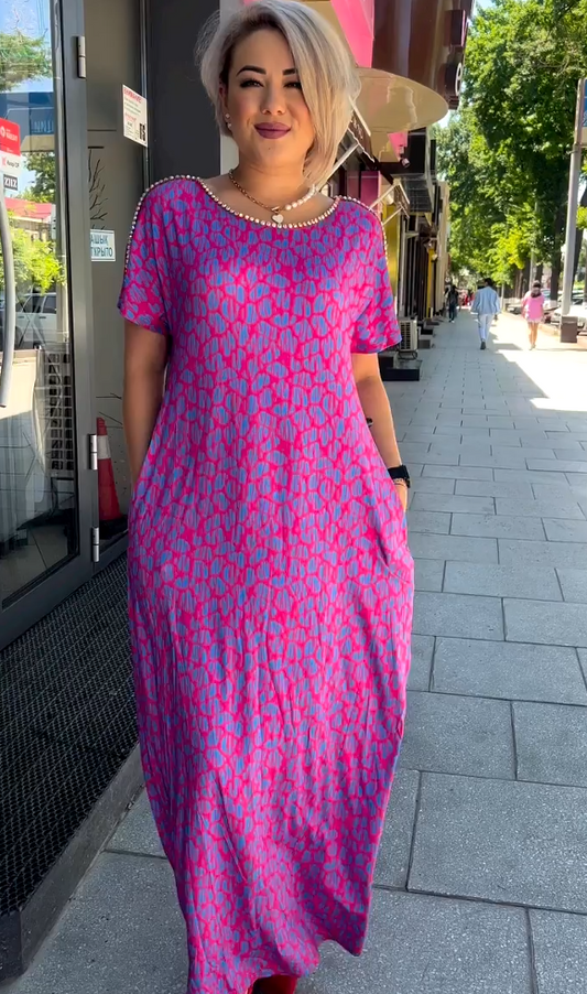 Gorąca wyprzedaż - modna sukienka w dużym rozmiarze z nadrukiem