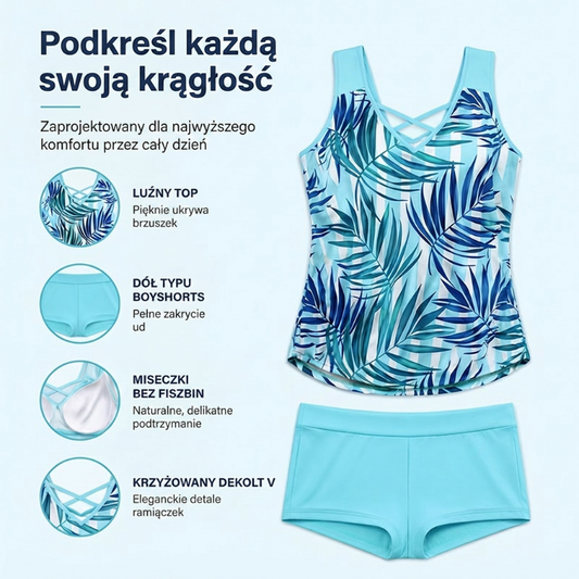 🩱🏊♀️Dwuczęściowy kostium kąpielowy dla kobiet w sportowym stylu z wzorem