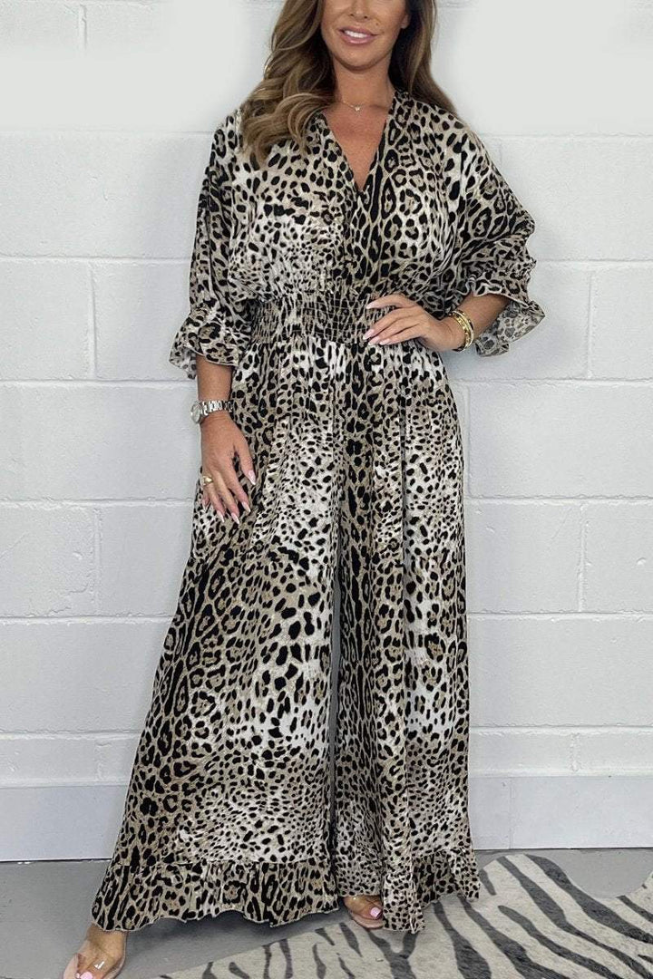 🔥🐆Promocja Ostatniego Dnia👗 Luźny kombinezon w panterkę