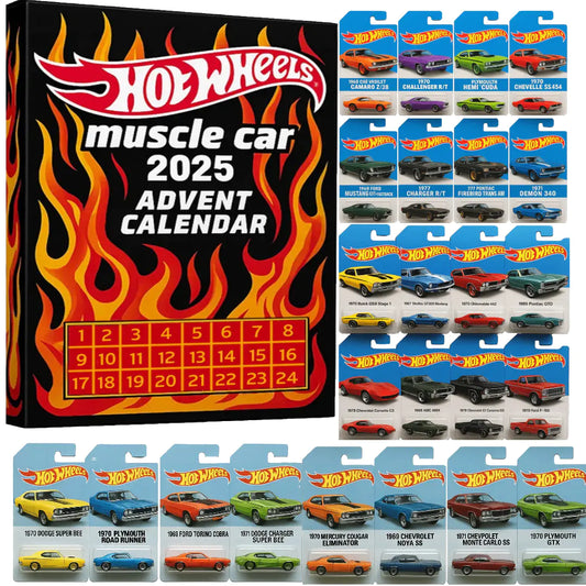 🔥Gorąca wyprzedaż - 50% TANIEJ🔥 - 🚗Kalendarz adwentowy Hot Wheels Muscle Toy Car - 24 DNI 2025🎄