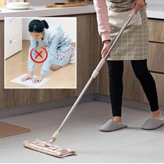 Duży płaski mop z prętem ze stali nierdzewnej