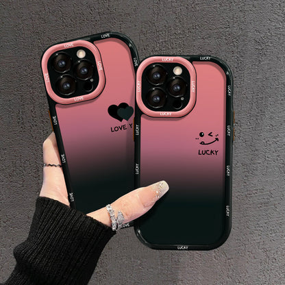 Matowe etui na iPhone'a z gradientem – KOCHAM CIĘ I SZCZĘŚCIE Smiley Designs