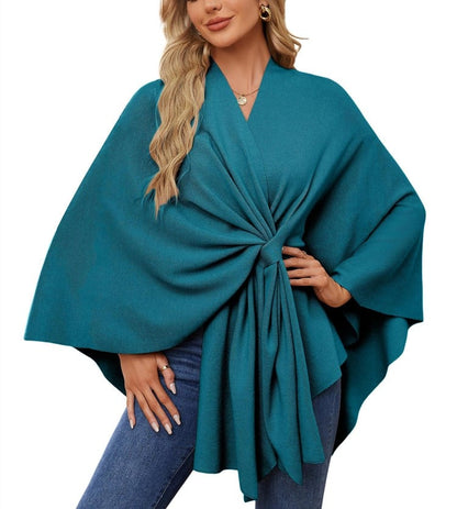 🔥Elegancki szal otulający miękki sweter ponczo z otwartym przodem
