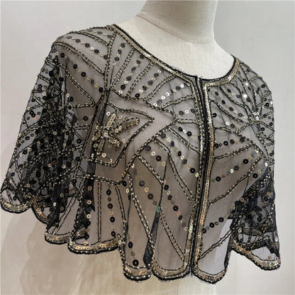 ⏳Oferta ograniczona czasowo ⏰ Szal z koronką w stylu vintage i koralikami