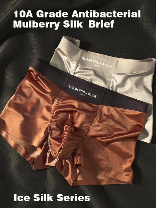 (3 szt.) Elegancka męska bielizna Ice Silk marki Mulberry Silk Antybakteryjne bokserki męskie