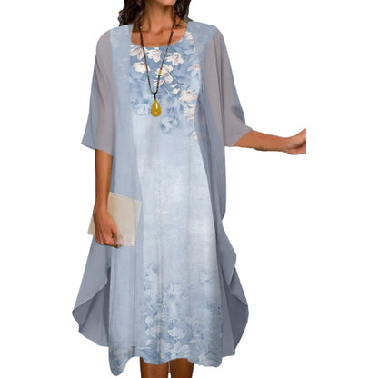 🥰 Elegancki dwuczęściowy strój: top z krótkim rękawem + sukienka