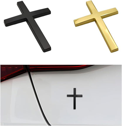 Naklejka samochodowa 3D z metalowym krzyżem