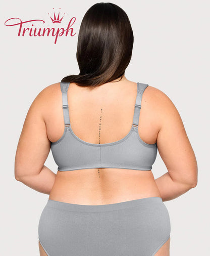 Triumph - (3 sztuki) Biustonosz bawełniany z haftowaną koronką, zapięcie z przodu
