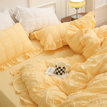 ✨Doskonała wartość✨ Zestaw 4-częściowy Icy Seersucker Summer Cool Quilt Lace-ATB
