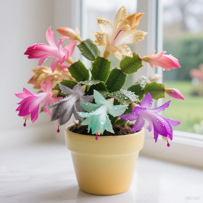 🦀Mieszane kolory cebul Schlumbergera – łatwe w pielęgnacji kwiaty w każdym odcieniu, nawet zimą ❄️🌈