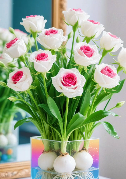 🌈Hydroponiczne, rzadkie, dwukolorowe cebulki róż: kolorowy cud natury 🌹