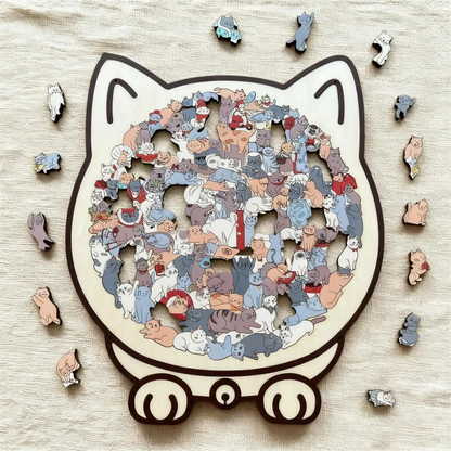 🎅🎄Drewniana układanka w kształcie kota, 135 elementów, w kolorach Morandi🐱🎁