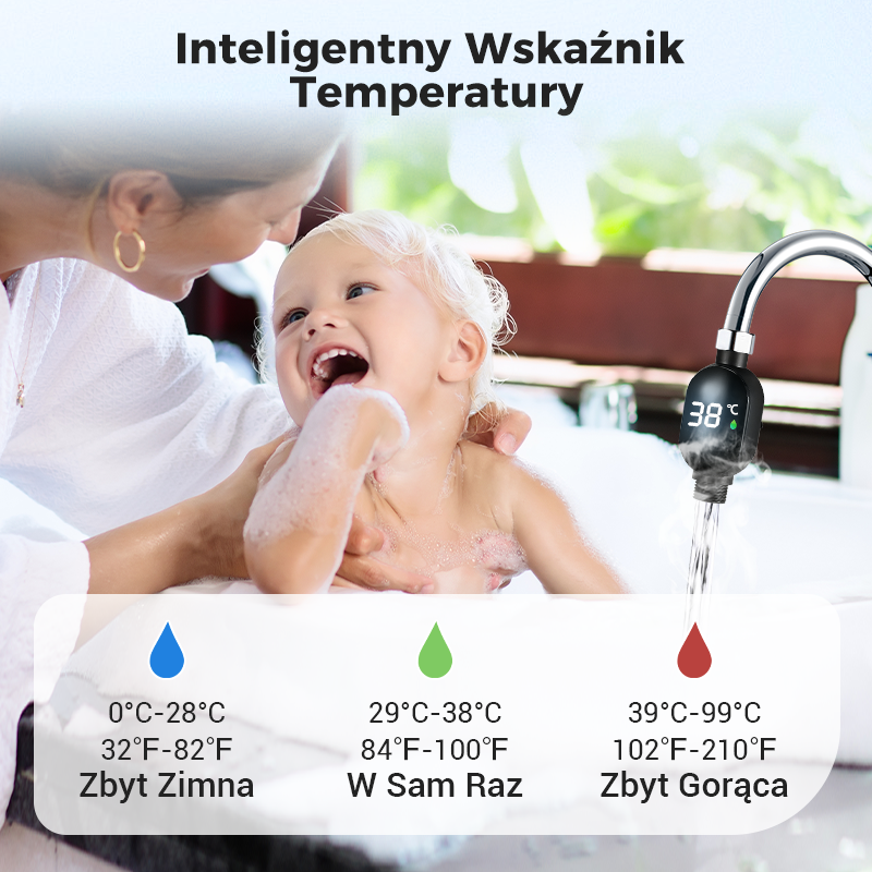 Wodoodporny wyświetlacz LED Termometr prysznicowy w stopniach Celsjusza