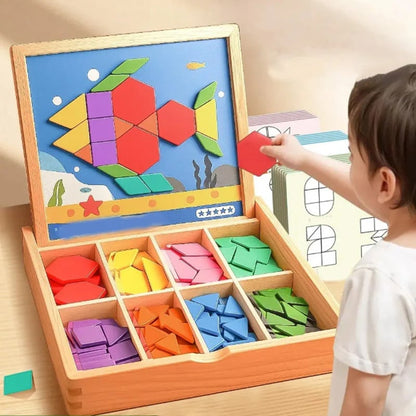 🎁Wyprzedaż świąteczna 50% TANIEJ🔥Zestaw drewnianych puzzli magnetycznych z wzorem🧩