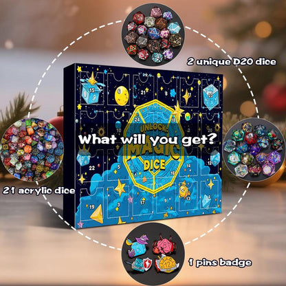 🔥OSTATNI DZIEŃ 49% ZNIŻKI - 🎄🎲Kalendarz adwentowy z kostkami świątecznymi na rok 2025 - z 24 otworami, w zestawie znaczek