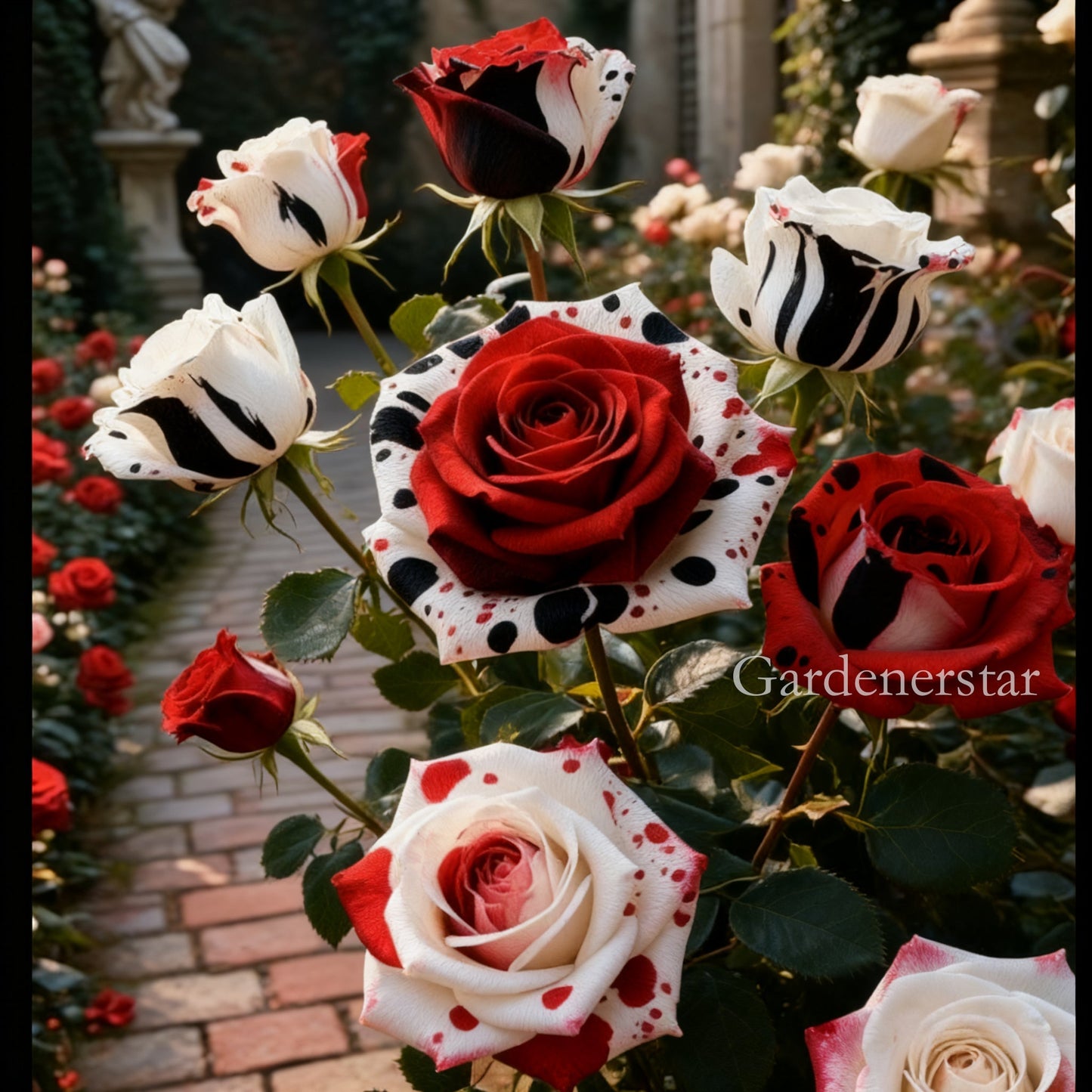 Rzadka róża czerwono-biało-czarna - Fire & Snow Rose