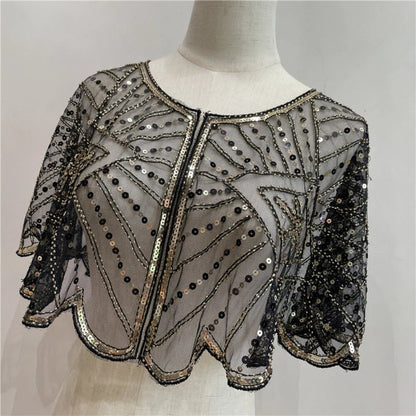 ⏳Oferta ograniczona czasowo ⏰ Szal z koronką w stylu vintage i koralikami