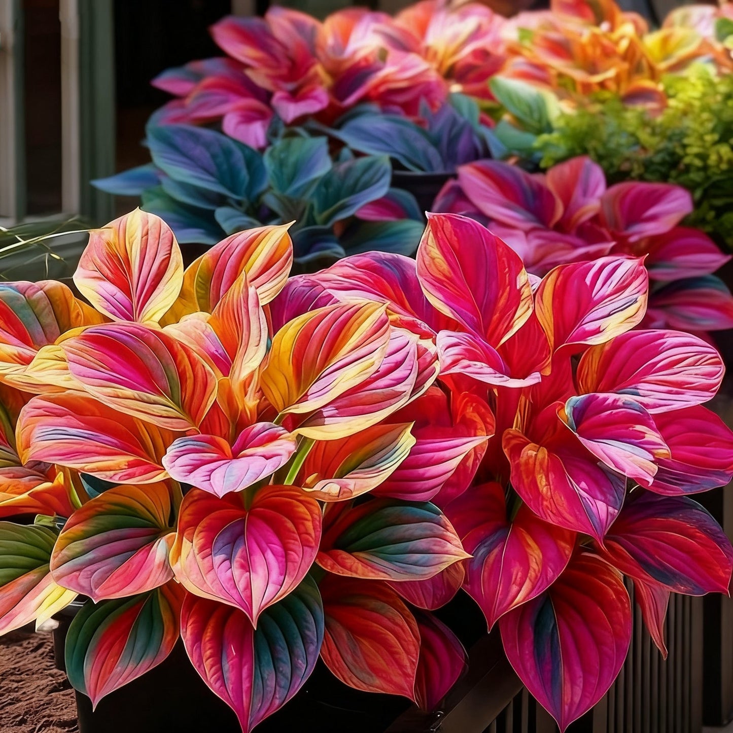 🌈🔥 Limitowana edycja host Rainbow Flame – rzadkie wielokolorowe liście, dostępne wyłącznie w naszym sklepie 🌸