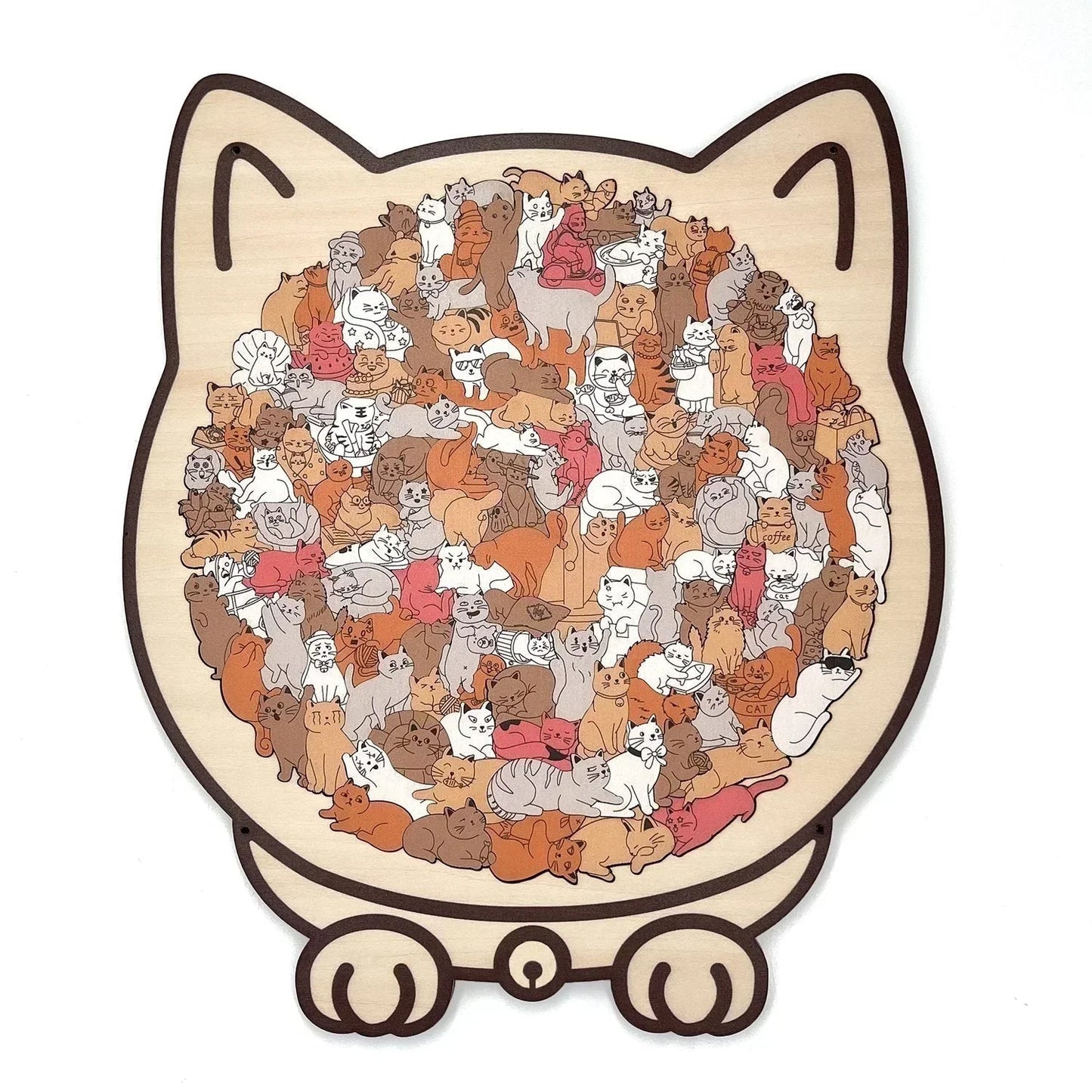 🎅🎄Drewniana układanka w kształcie kota, 135 elementów, w kolorach Morandi🐱🎁
