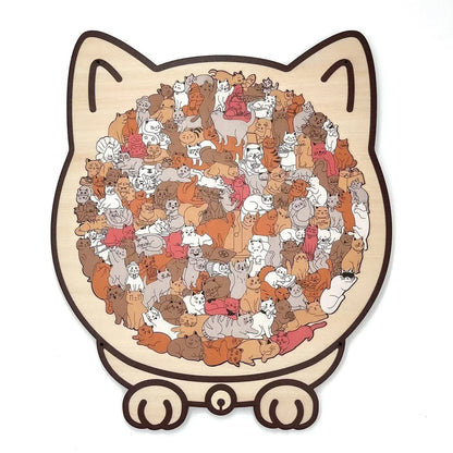 🎅🎄Drewniana układanka w kształcie kota, 135 elementów, w kolorach Morandi🐱🎁