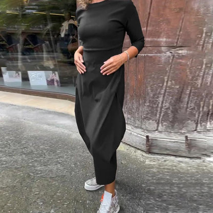 Prosta elegancka sukienka dla kobiet z kieszenią