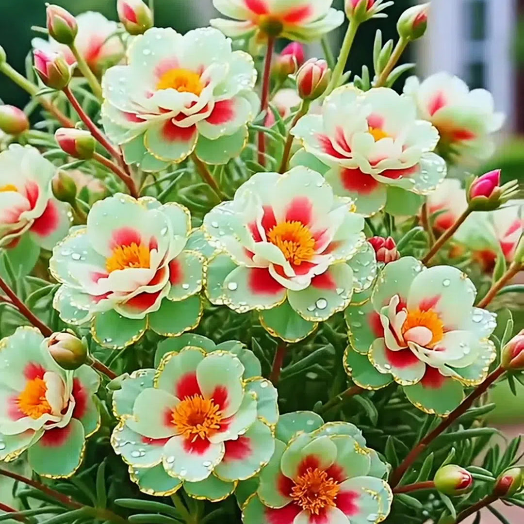 Złota koronka Portulaca🌸✨ Wspaniałe podwójne kwiaty dla bezproblemowego letniego koloru