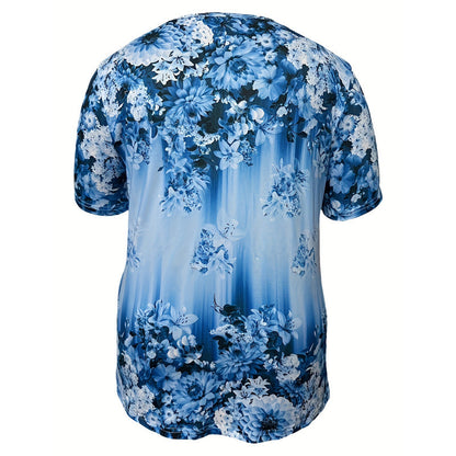 👚 60% ZNIŻKI! 🌸 Elegancki damski top z krótkim rękawem i kwiatowym nadrukiem - lekki materiał, romantyczny design, idealny na ciepłe dni ☀️