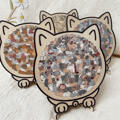 🎅🎄Drewniana układanka w kształcie kota, 135 elementów, w kolorach Morandi🐱🎁
