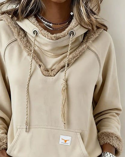 Bluza z długim rękawem i kieszeniami w stylu patchworku