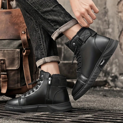 Męskie skórzane buty ortopedyczne typu chukka z podszewką z polaru