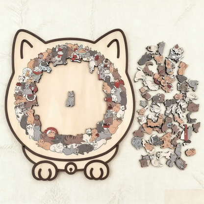 🎅🎄Drewniana układanka w kształcie kota, 135 elementów, w kolorach Morandi🐱🎁