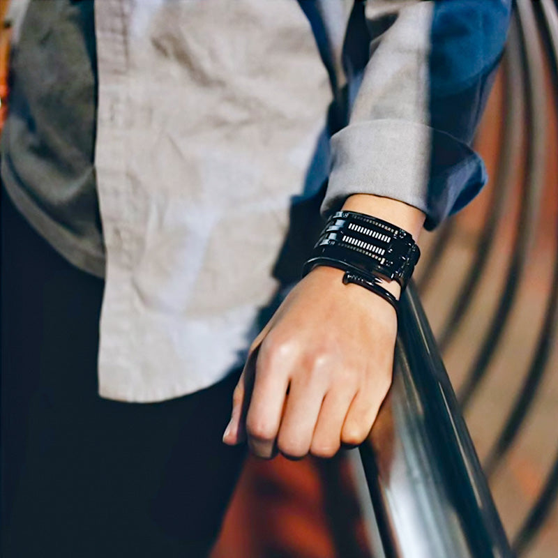 ⌚ TERAZ 50% TANIEJ! 🤓 Zegarek Cyberpunk Binary LED – „Tylko geekowie go rozumieją” – futurystyczny, wyjątkowy i przyciągający wzrok z niebieskim wyświetlaczem LED 💙