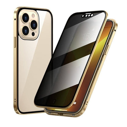 Magnetyczne etui na iPhone'a ze szkłem antyrefleksyjnym i metalem
