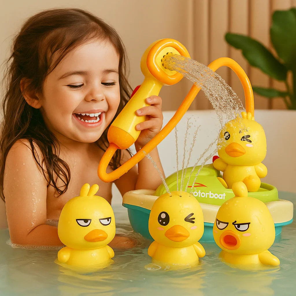 🦆 Elektryczna zabawka wodna z łódką w kształcie kaczki – pluskanie wodą i interaktywna zabawa! 💦