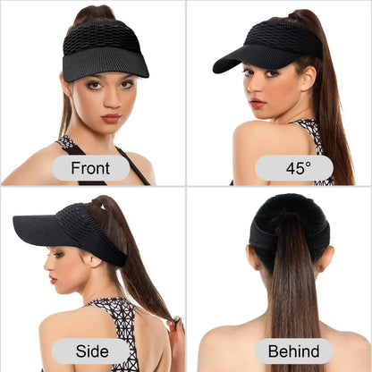 ☀️🧢 Daszek z otworem na wysoki kucyk – ochrona przed promieniowaniem UV, przewiewny, do aktywności na świeżym powietrzu i na co dzień