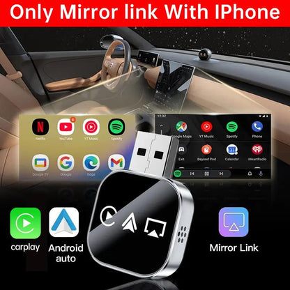 📶 Ulepszony w 2026 r. 3 w 1 ekran lustrzany telefonu iOS, przewodowy adapter CarPlay do bezprzewodowego