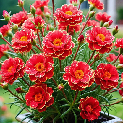 Złota koronka Portulaca🌸✨ Wspaniałe podwójne kwiaty dla bezproblemowego letniego koloru
