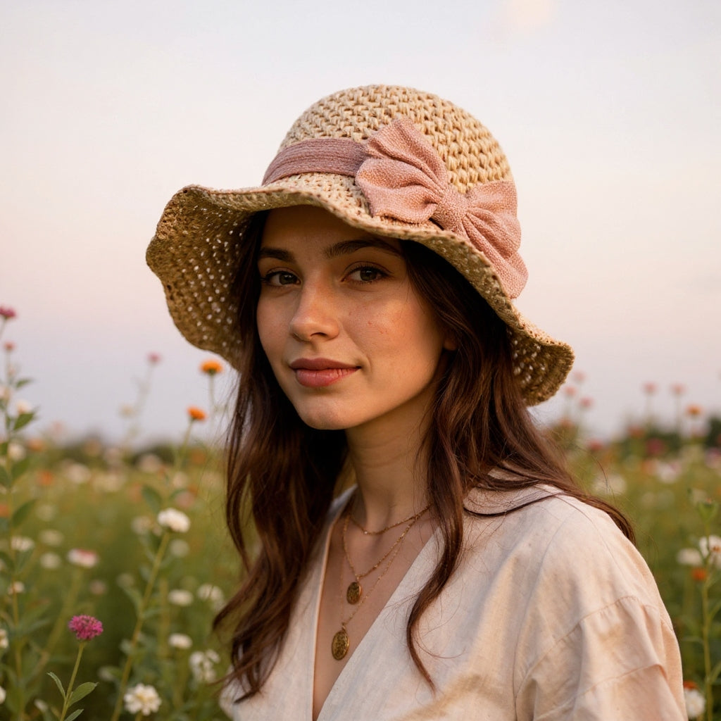 🎀 50% ZNIŻKI! 👒 Słomkowy Kapelusz Damski Retro z Kokardą – Składany, Przewiewny, Ochrona UV na Lato