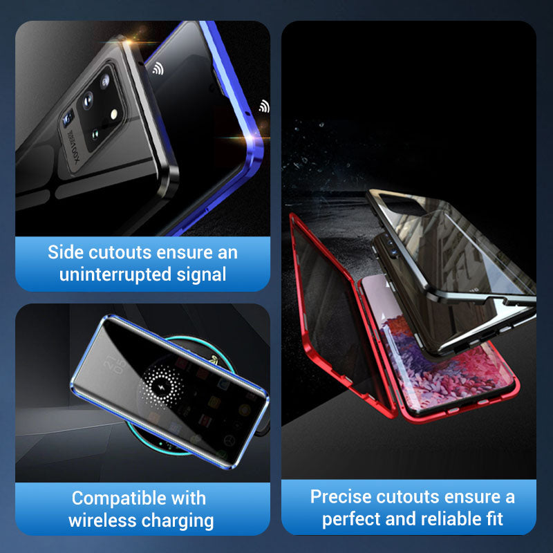 💥Etui magnetyczne z hartowanego szkła, dwustronne, do telefonów Samsung serii S23-S25