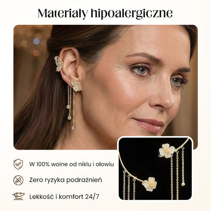 ✨KOLCZYKI Z CYRKONAMI W STYLU MOTYLKOWYM Z FRĘDZLAMI | IDEALNY PREZENT🎁