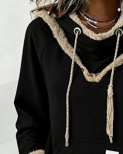 Bluza z długim rękawem i kieszeniami w stylu patchworku