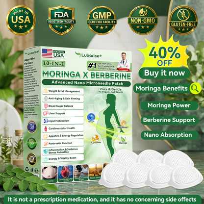 Oficjalny sklep | Luxarise® Moringa i berberyna 10 w 1 Zaawansowany plaster nanomikroigłowy 📦(raz dziennie, widoczne zmiany po 7 dniach) Problemy ze stawami Otyłość, cukrzyca, bezdech senny i