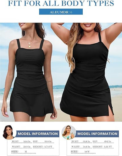 🔥👙Kobiece dwuczęściowe stroje kąpielowe typu tankini z efektem wyszczuplającym brzuch