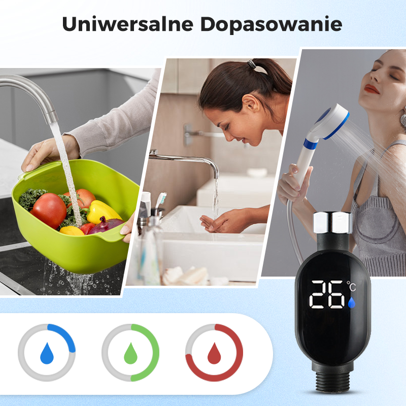 Wodoodporny wyświetlacz LED Termometr prysznicowy w stopniach Celsjusza