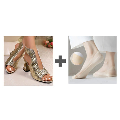 🏖️👠Eleganckie sandały na wysokim obcasie z odkrytymi palcami dla kobiet – smukłe nogi, wygodne chodzenie 👡