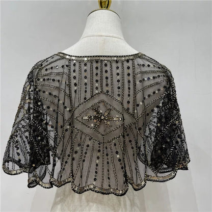 ⏳Oferta ograniczona czasowo ⏰ Szal z koronką w stylu vintage i koralikami