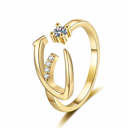 ⏳Ograniczona czasowo zniżka 50%⏰Regulowany pierścionek z inicjałem Sparkle dla kobiet💍