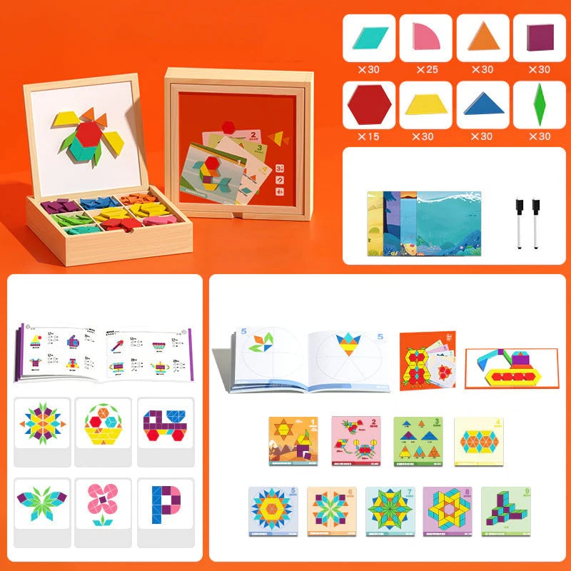 🎁Wyprzedaż świąteczna 50% TANIEJ🔥Zestaw drewnianych puzzli magnetycznych z wzorem🧩