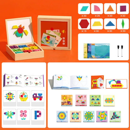 🎁Wyprzedaż świąteczna 50% TANIEJ🔥Zestaw drewnianych puzzli magnetycznych z wzorem🧩