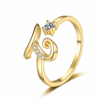 ⏳Ograniczona czasowo zniżka 50%⏰Regulowany pierścionek z inicjałem Sparkle dla kobiet💍
